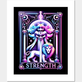 Strength Tarot Card Kawaii Cute Pastel Goth Posters and Art